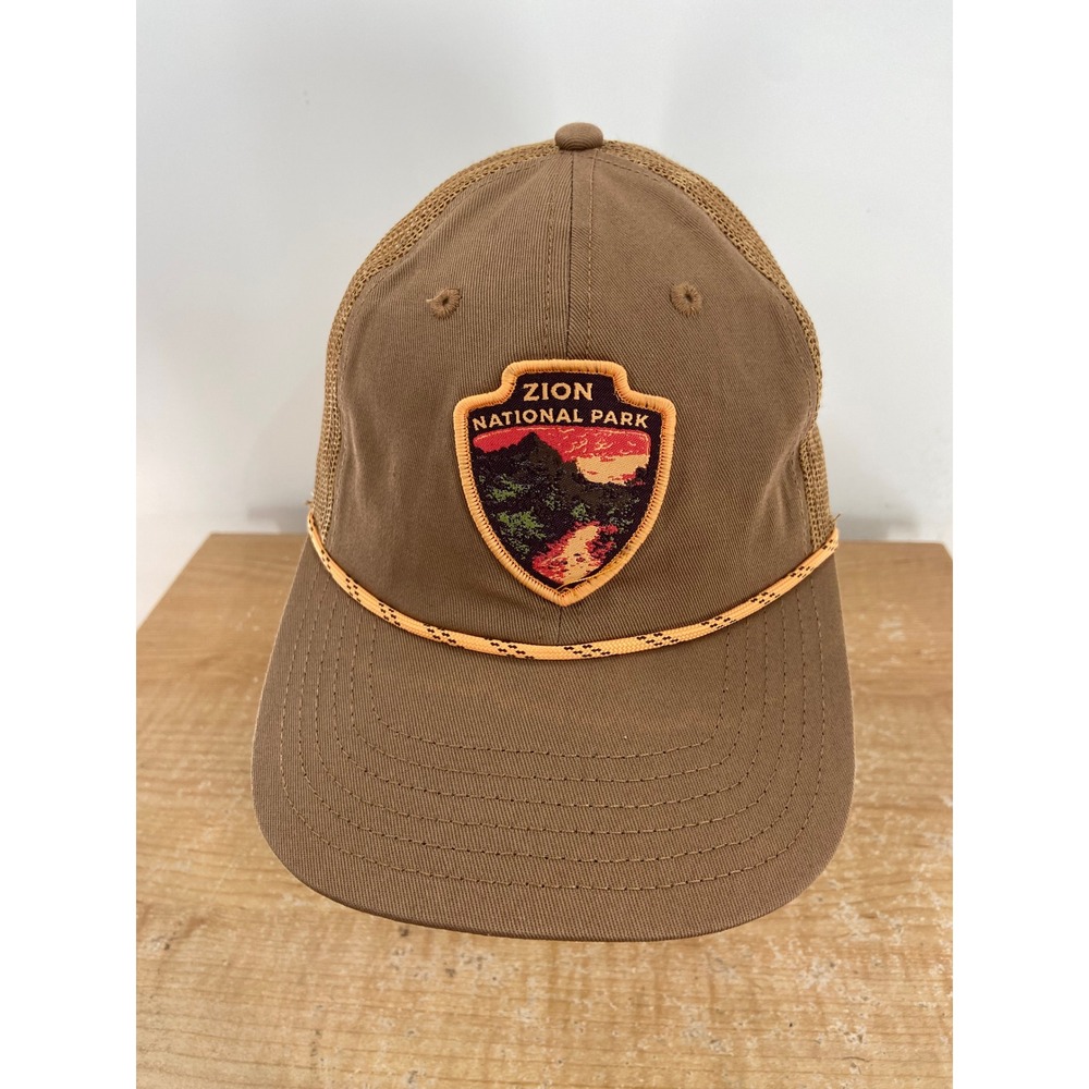 Mad Engine Zion National Park Brown Trucker Hat Snapback Rope Mesh Cap